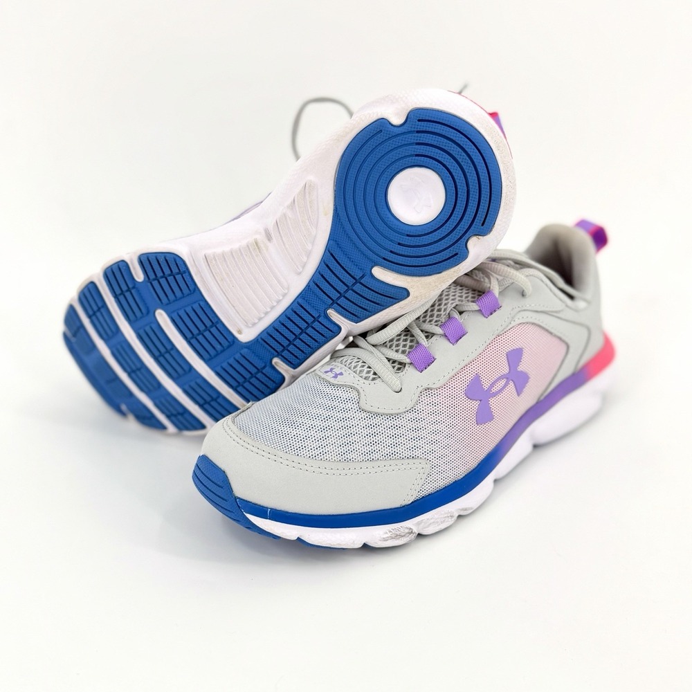 Under Armour Assert 10 Women's Size 8.5/Youth Size 7 Lace-Up Sneakers Gray Pink